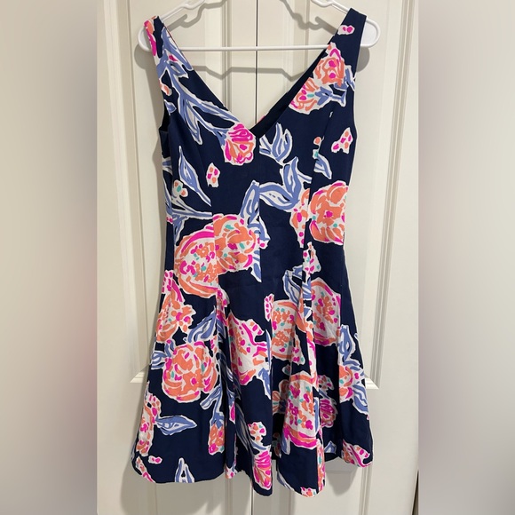 Lilly Pulitzer Clove Dress in Bright Navy Pom Poms Size 4 - Picture 3 of 7